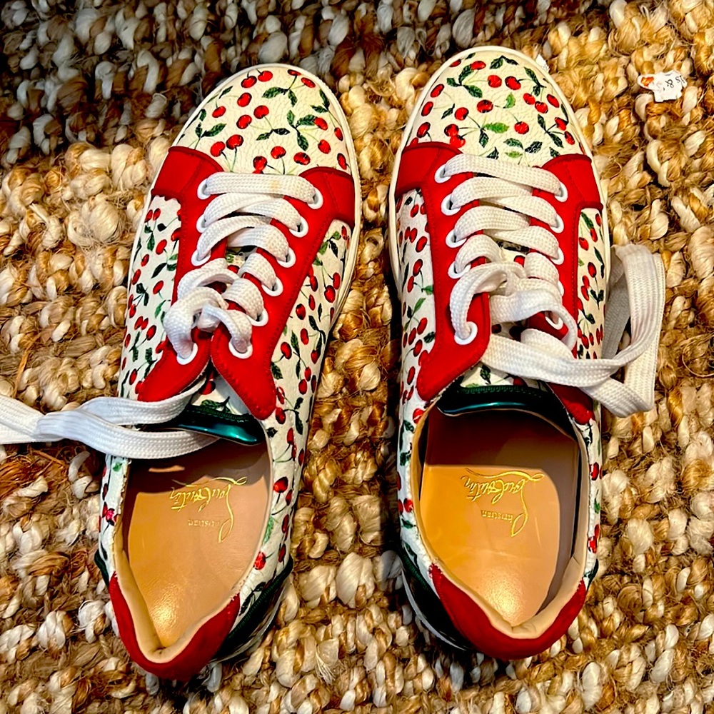 Louboutin Cherry sneakers.  Size 7.5.  Worn once.